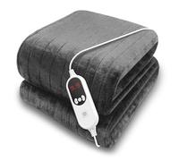 Purus Heated Throw Electric Blanket, 9 Heat Settings, 12HR Timer, Grey | Soft 160 x 120cm microfleece heated throw with 9 heat settings, 12-hour timer, detachable controller and 2m cable.