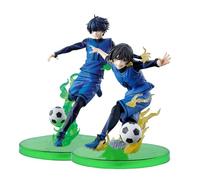 Puruuige 2PCS Blue Lock Anime Figure Set 14cm Isagi Yoichi Bachira Meguru Figurine PVC Poseable Football Action Figure Model Desktop Sculpture Collectible