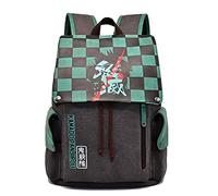 Puruuige Anime Kamado Tanjiro Backpack Unisex Casual Canvas Backpack Cartoon Kamado Nezuko Print Rucksack Tomioka Giyuu School Travel Laptop