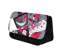 Puruuige Anime Pencil Case for Girls Boys Hazbin Hotel Large Capacity Stationery Case Alastor Angel Print Double Layers Pencil Case School Stationery Organizer for Kids Gifts