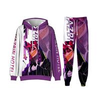 Puruuige Anime Tracksuit Hazbin Hotel Pullover and Pants Set Alastor/Angel Mens Full Set Jogger Gym Hoodies Sweatshirt 2 Piece for Teens Men Women