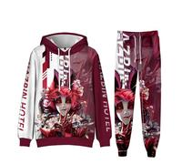 Puruuige Anime Tracksuit Hazbin Hotel Pullover and Pants Set Alastor/Angel Mens Full Set Jogger Gym Hoodies Sweatshirt 2 Piece for Teens Men Women