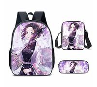 Puruuige Kamado Tanjiro School Backpacks for Kids Teens 3-in-1 Anime Agatsuma Zenitsu/Kamado Nezuko School Bags Set with Lunch Bag Pencil Case for Children Back to School Gifts