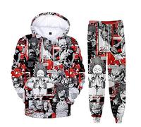 Puruuige MHA Tracksuit Set Kirishima Eijiro Sweatshirt Set Anime 3D Printed Hooded Sweatshirt and Sweatpants Autumn Winter Pullover Drawstring Jogger Pants 2 Piece Set