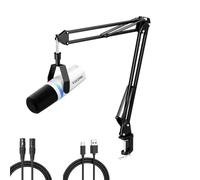 puruxe podcast microphone XLR/USB Gaming Microphone with Boom Arm for Gaming, Podcasting, Streaming Studio Use RGB Lighting, Mute Button Volume Control Compatible with PCs Mixers