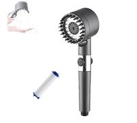 Purwater Derma Shower Head with Filter, Multifunctional One-Button Adjustment Massage Shower Head, 3 Modes High Pressure Handheld Shower Head (A)