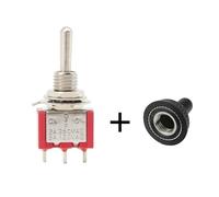 PURYN 1/2PCS MTS-102 Red Toggle Switch Mini 3 PIN Switches 2/3 Position 6MM Latching Switch MTS-103 SPDT ON-OFF -ON Waterproof Cap(MTS-103 With Cap,1PCS)