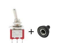 PURYN 1/2PCS MTS-102 Red Toggle Switch Mini 3 PIN Switches 2/3 Position 6MM Latching Switch MTS-103 SPDT ON-OFF -ON Waterproof Cap(MTS-102 With Cap,2PCS)