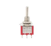 PURYN 1/2PCS MTS-102 Red Toggle Switch Mini 3 PIN Switches 2/3 Position 6MM Latching Switch MTS-103 SPDT ON-OFF -ON Waterproof Cap(MTS-103,1PCS)