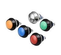 PURYN 12mm Momentary Black Oxide Colour Head Metal Push Button Switch Spherical Car Motorcycle Modification Horn Doorbell Switch(Blue,Screw Pin)