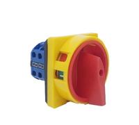 PURYN 690V 20A Padlock Rotary Cam Switch With Big Plate OFF-ON 2 Position 4 Poles 8 Terminals Main Selector Emergency Stop LW26-20/2GS(Yellow Panel)