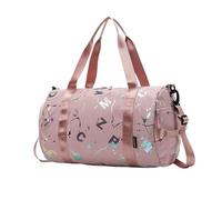 PURYN Gym Yoga Sport Dance Bag for Girl Boy Graffiti Letters Printing Travel Fitness Siwmming Dry Wet Waterproof Crossbody Deffle Bag(Pink)