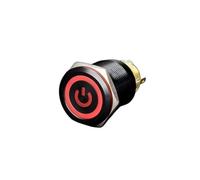 PURYN Switch on Off Black Metal Push Button Momentary Locking Power Switch 12V24V220V6V3V Mini Rotary STOP START for Car Computor 22mm(Red power reset 220V)