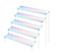Purzen Acrylic Shelf Riser, 5 Tier Perfume Organizer, Large Cupcake Stand Shelf for Desserts Holder Collection Cosmetic Products Tabletop Use,Flat Feet,40cm