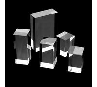 Purzen Clear Acrylic Square Rod Set 50mm x 50mm Solid Transparent Acrylic Bars Assorted Heights for DIY Crafts Model Display Art Projects and Professional Use,Set A