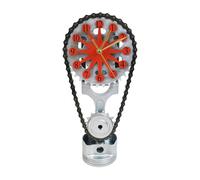 Purzen Vintage Rotating Gear Timing Chain Clock, Industrial Steampunk Red