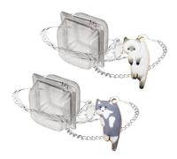 PUSCOBSY Cat Tea Infuser Set, 2 PCS Cube Tea Strainer for Loose Tea, Cute Cat Charm Pendant Tea Steeper, Stainless Steel Mesh Tea Diffuser for Extraction (White & Gray)