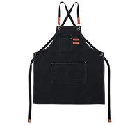 puseky Canvas Apron, Heavy Duty Work Apron with Pockets for Men, Waterproof Wear-Resistant Tools Apron for Garden, Craft, Workshop and Garage (Black), black, 78 x 68 cm
