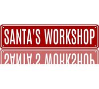 PuseTaer SANTA'S WORKSHOP Metal Sign Holiday Decor Christmas Signs Wall Art Decorations Tin Plaque Home 4x16 Inch