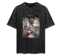 PUSFRZO Men's Round Neck Acid Washed T-Shirt Vybz Kartel Reggae Dancehall Jamaica Weed Every Design is Just Right S Black