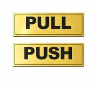 Push and Pull Sticker Door Signs Black On Gold - Each One 23.5 cm X 8.5 cm (1 Pair)