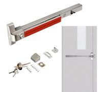 Push Bar Panic Exit Device,Stainless Steel Commercial Panic Bars Door Lock for Emergency Exit Doors,Loud Warning Strike Bar with Keys and Alarm Fit Door Width 26" for Metal D(Size:31.5",Color:Alarmed)