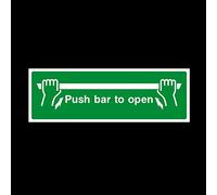 Push bar to open 300x100mm Sticker/Self Adhesive Sign - Fire/Emergency/Exit/Alarm/Push/Extinguisher/Assembly (EE23)