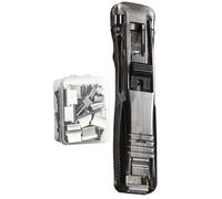 Push Binder Clip Stapler - Paper Binding Plier Dispenser Portable Document Fixing Device Desktop Organizer Invoice Supply File Report F