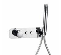 Push Button 2 Way Concealed Thermostatic Shower Mixer Valve with 2 Outlet Chrome
