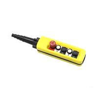 Push Button Crane Control Station for Single Speed Hoist with Stop Module, IP65 Rated Waterproof & Dustproof Pendant Switch XAC-4713, 500VAC/2A Industrial Grade, Yellow