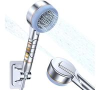 Push-Button Filtered Shower Head with Handheld，4 Modes High Pressure Shower Heads with Filter Mineral Beads,Reusable,Adjustable Handheld Showerhead Set,Includes 3 Filters, Shower Arm and Hose,Chrome