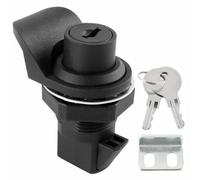 Push Button Latch, Plastic Push Button Lock with Lock Cylinder Black | ABS housing, metal locking parts, spring loaded mechanism, push release, panel doors, electrical enclosures, indoor use
