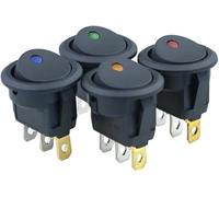 Push Button Lock,Rocker Switch, 1pcs Car 12V 3 Pin Round Dot Boat LED Light Toggle SPST On/Off(Green My)