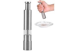 Push Button Pepper Grinder - Stainless Steel Thumb Mill, Handed Salt Grinder | Manual Pump Action Pepper Mill with Ergonomic Design, Perfect for Quick Seasoning, Sturdy and Stylish for Home Use,