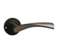 Push Button Privacy Twirl Lever Handle With Bullet Privacy Latch - Gun Metal Finish For Bathroom & Toilet Doors