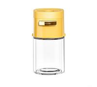 Push Button Seasoning Dispenser for Salt, Pepper and More, Ergonomic Design and Dust Proof Glass Shaker for Effortless Cooking (yellow)