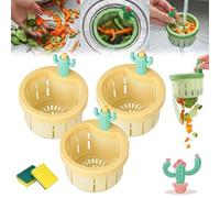 Push Button Sink Drain Strainer, Cactus Kitchen Sink Drain Strainer, Press Automatic Dumping Basket, Self-Cleaning Kitchen Sink Strainer, Multi-Functional Cactus Sink Draining Basket (3pcs-B)
