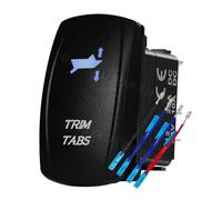 Push Button Start Switch 12V/24V Blue Light Illuminated Button Rocker Switch High Low Zombie Spot Lights Fit For Car Trucks RVs Boats Marine(TRIM-R-(ON) OFF (ON))