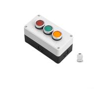 Push Button Station 22mm, Switch With Box, Momentary Reset Switch, IP65 Waterproof, ABS Metal Housing, 10A 440V, 3-Position Control, Self-Locking Release,(2)