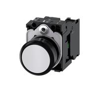 Push-button switch, 22 mm, round, plastic, white, push-button, flat, keyed, with bracket 1S, screw terminal connection, 3SU1100-0AB60-1BA0