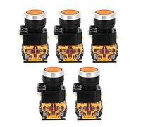 Push Button Switch 22mm 37V - 440V 5pcs Self Resetting Without Light - Durable Engineering Plastic, Wide Voltage Range, Easy Installation (Orange)