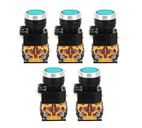 Push Button Switch 22mm 37V - 440V 5pcs Self Resetting Without Light - Durable Engineering Plastic, Wide Voltage Range, Easy Installation (Green)