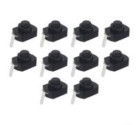 Push Button Switch Black Self-Holding On/Off for Mini Torch Push Button Switch 30 V 1 A for 2 Pin Copper Contact Electronic Component Pack of 10