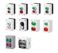 Push Button Switch Control Station Box 1pc Arrow symbol indicates start and stop self-reset Momentary Water.proof button box switch emergency stop industrial control box(Brown)