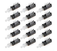Push Button Switch DPDT 6 Pin 1 Position Latching On-Off Rocker for Electronic Devices, 15pcs Black