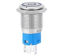 Push Button Switch, Latching Push Button Switch LED Flat Round Head Self-Reset Metal Push Button Ring KzHgIdRY (Size : 24V)