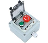 Push Button Switch Station, 22mm Control Enclosure for Industrial Machine, Red Stop Green Start Momentary Buttons with Emergency Stop, 10A 1NO 1NC IP67 Waterproof Box for Outdoor Applications