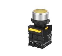 Push Button Switch with LED 22mm Momentary Reset Self-Latching Waterproof Power Switch with Light 380V, 12V, 24V 10A 2NO Blue, Green, Red, WHITE, Yellow(Yellow,2NO_FIXED_12V)
