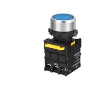 Push Button Switch with LED 22mm Momentary Reset Self-Latching Waterproof Power Switch with Light 380V, 12V, 24V 10A 1NO Blue, Green, Red, WHITE, Yellow(Blue,1NO_FIXED_380V)