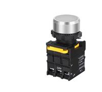 Push button switch with LED 22mm momentary reset self-locking waterproof power switch with light 380V, 12V, 24V 10A 1N01NC Blue, Green, Red, WHITE, Yellow(WHITE,1N01NC_FIXED_380V)